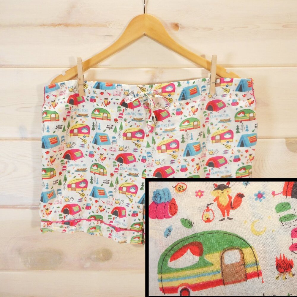 Crafted by Mahogany Pajama Shorts Sz XL 100% Cotton Camping Camper Tents